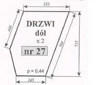 szyba drzwi dolna Ursus 1604 , Typ 1204 Kunów, C-385 stary typ ACX170i