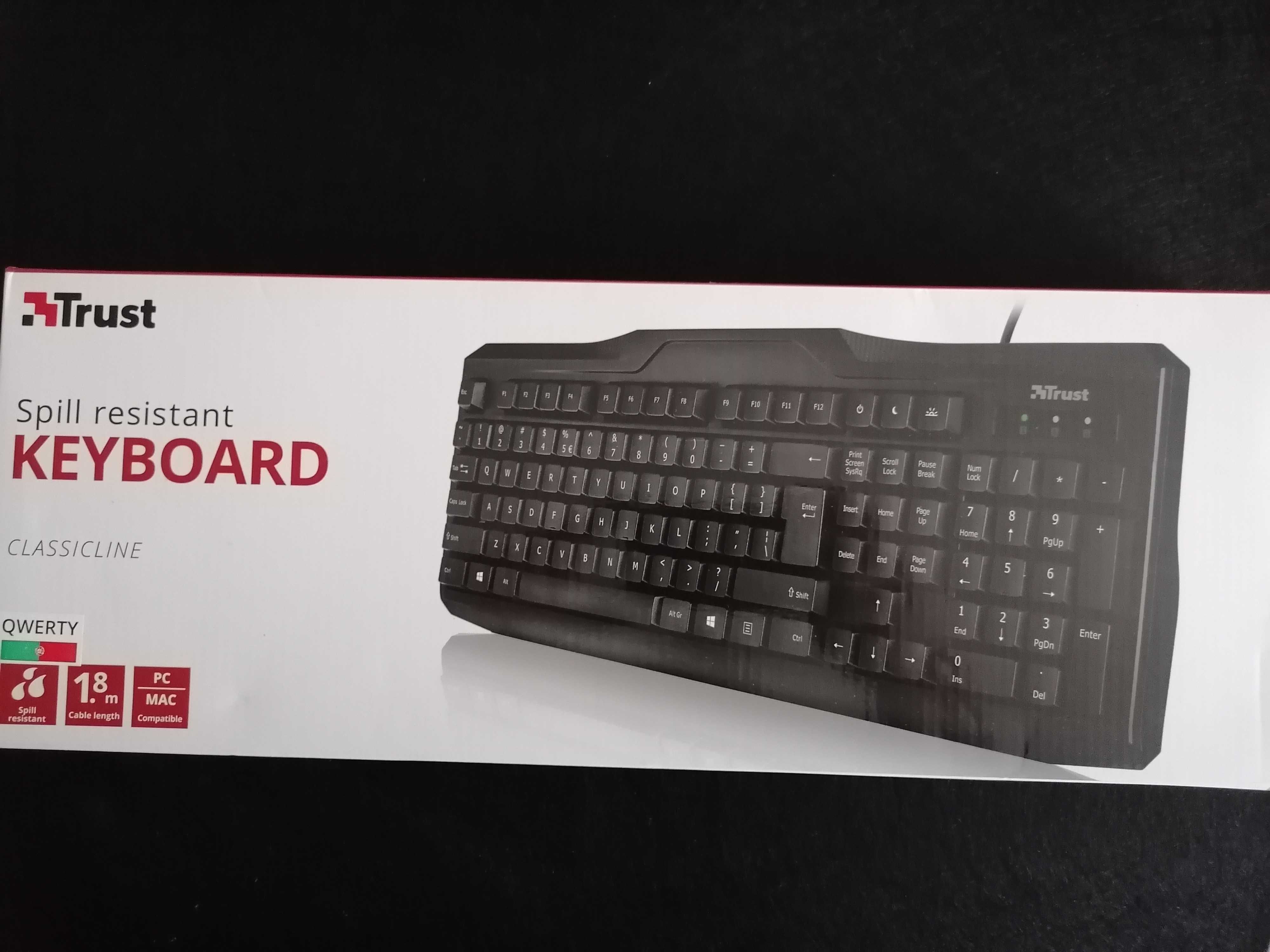 Teclado TRUST com fio [Novo - protecção contra derramamento líquidos]