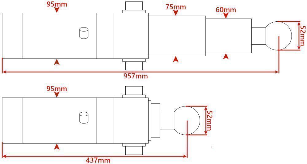 Hydraulika wywrotu 2m 520 5T 24V KIPRA PRZYCZEPKI + ZAWIASY [7319]