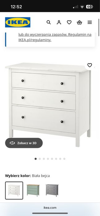 Łózko hemes biale+komoda hemnes