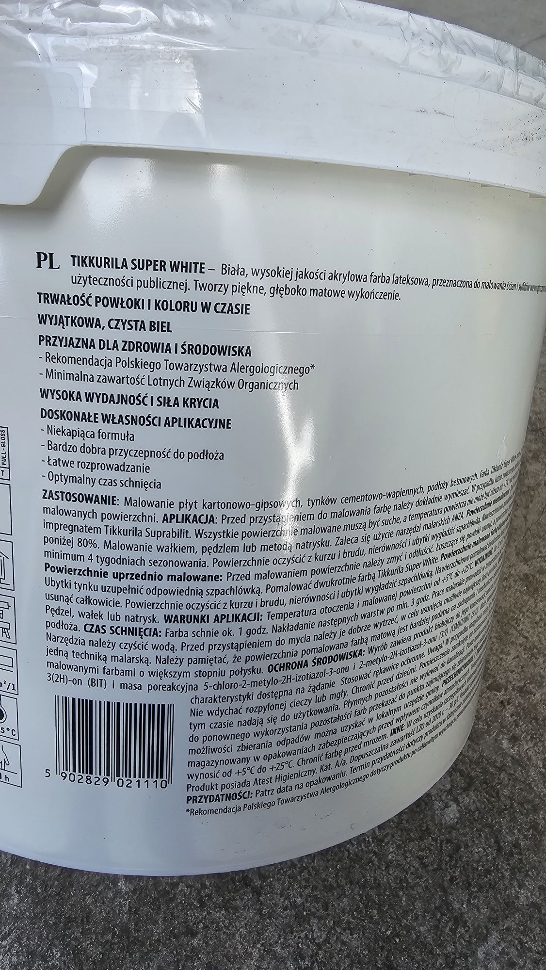 Farba biała Tikurilla 10l.