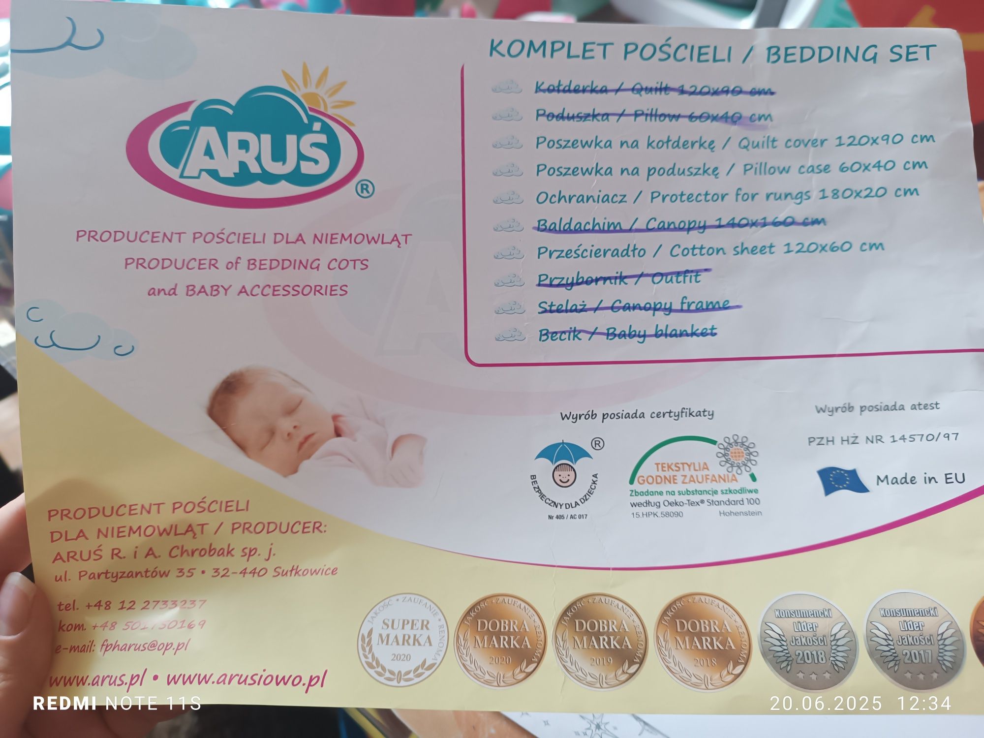 Komplet pościeli niemowlęcej do łóżeczka z ochraniaczem