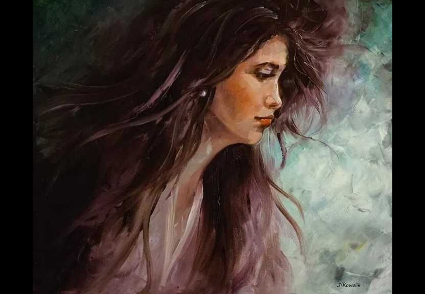 Kowalik - Perła obraz olejny 60x50cm dziewczyna kobieta portret