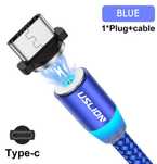 Кабель USB магнітний Type-C, синій, довжина 1 м