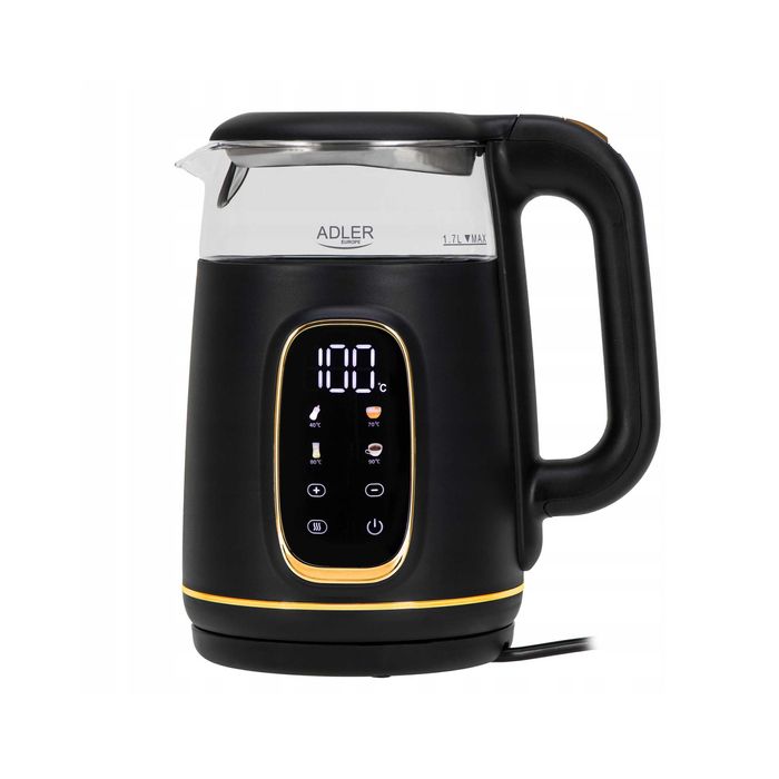 Szklany Elegancki Czajnik LED z Regulacją Temperatury 1,7L ADLER