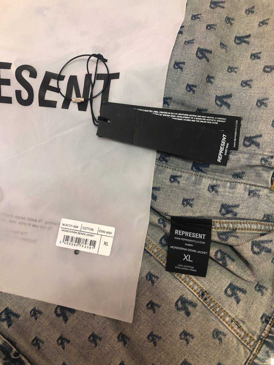 Represent R4 Monogram Denim Jacket Stone Wash джинсова куртка оверсайз