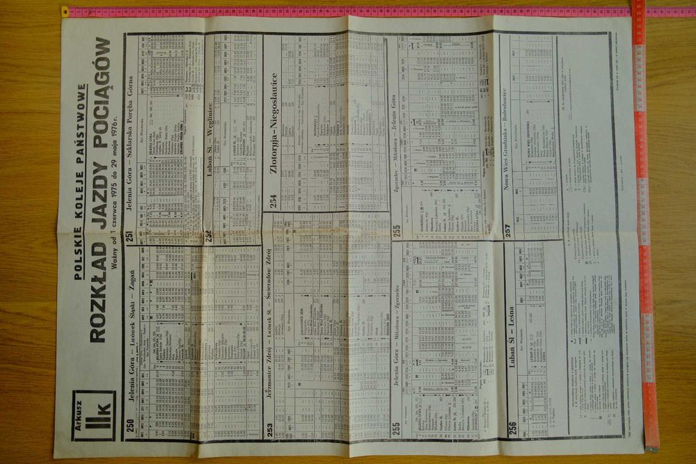 PKP - Rozkłady Jazdy Pociągów - 1975r - Jelenia G. - Lwówek Ś. - Żagań