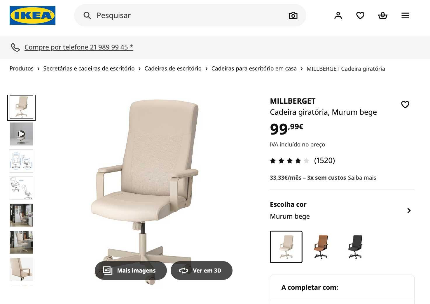 Cadeira escritorio IKEA MILLBERGET