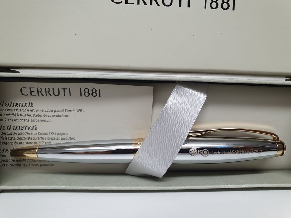 Nowy długopis Cerruti 1881 bicolore chrom etui certyfikat pozłacane