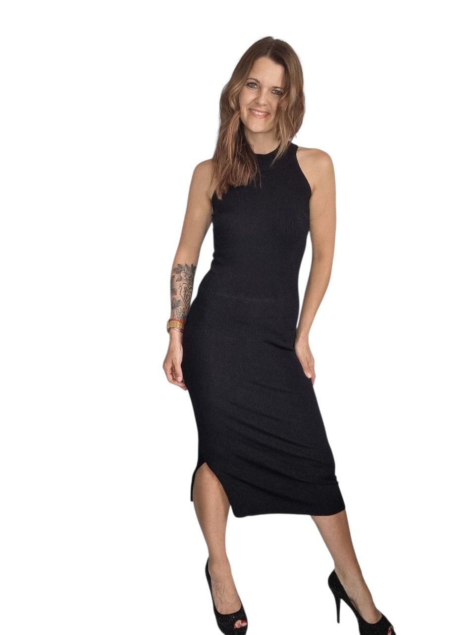 Długa prążkowana sukienka Massimo Dutti Rozmiar xs/s 34/36