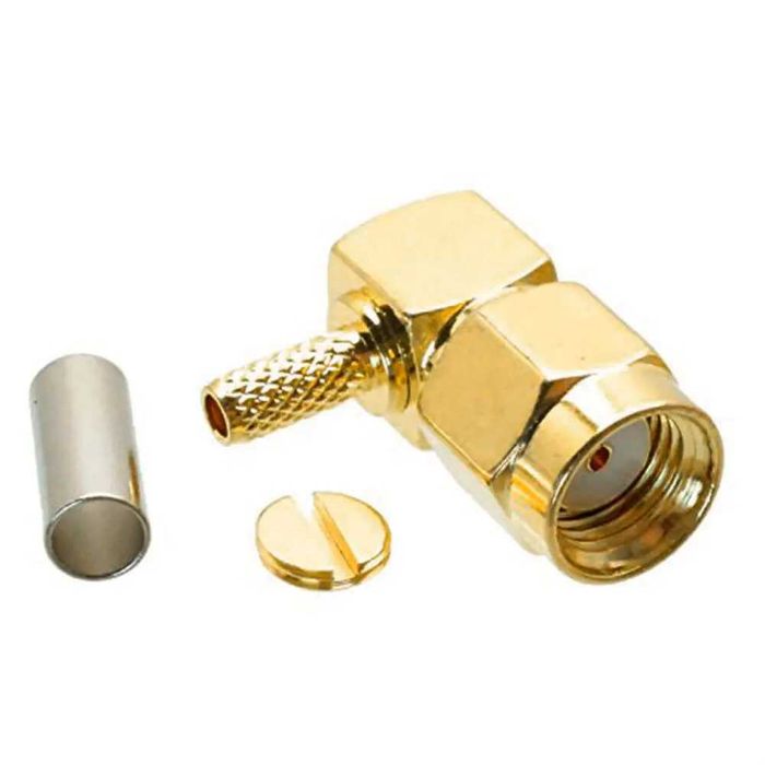 Разъем RP-SMA Male угловой на кабель (RG-316, RG178, RG174, LMR100)