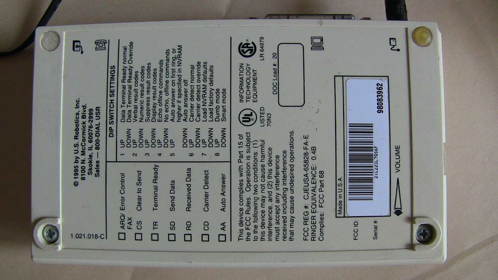 U.S.Robotics Sportster 33.6 Faxmodem Модем. Раритет легенда
