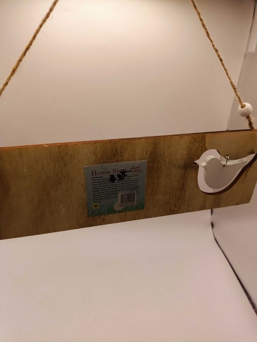 Zawieszka dekoracja HOME z ptakiem sklejka