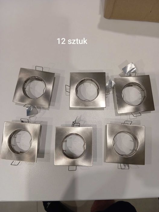 Oprawa stropowa sufitowa wpuszczana srebrna INOX szczotkowany 12 sztuk