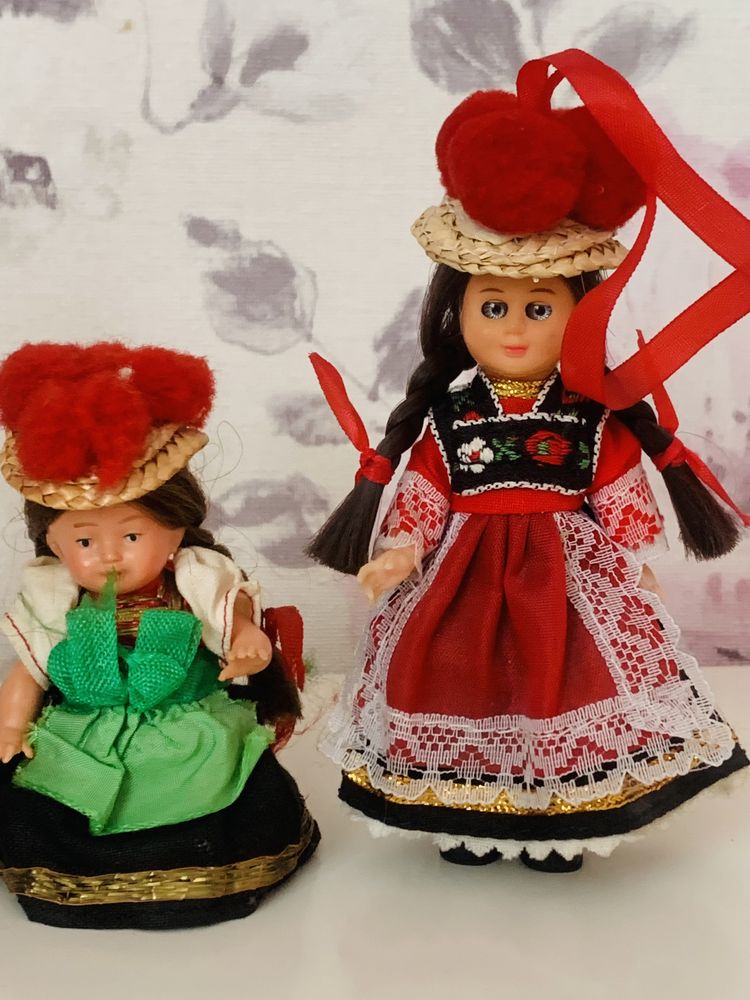 Mini lalki ludowe stroje, vintage prl