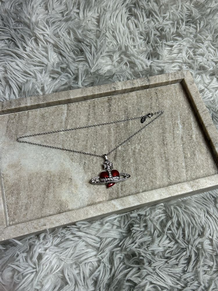 Vivienne Westwood Red Heart Saturn Necklace кулон підвіска