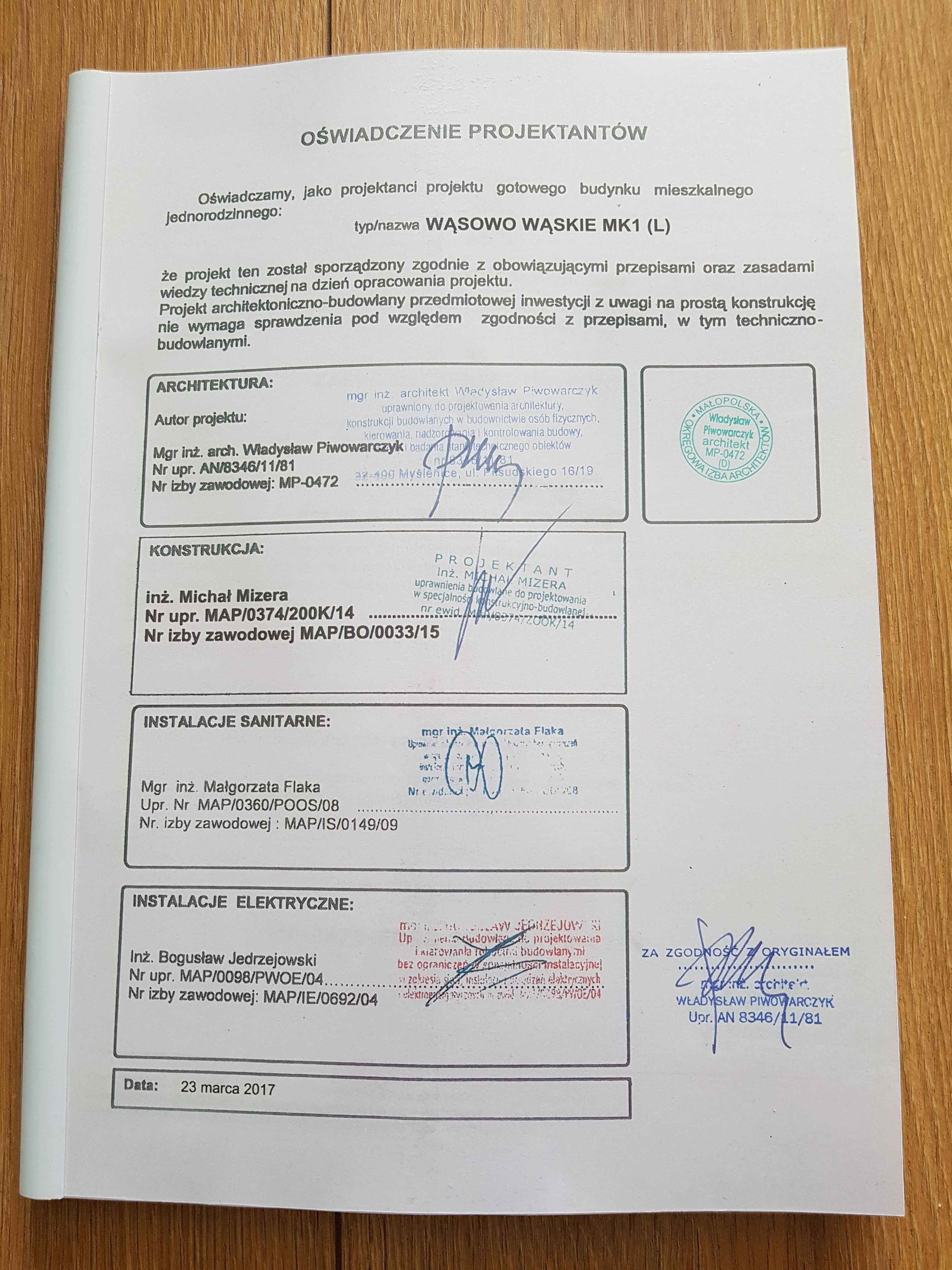 Sprzedam Projekt Wąsowo Wąskie mk1 Lustrzane odbicie