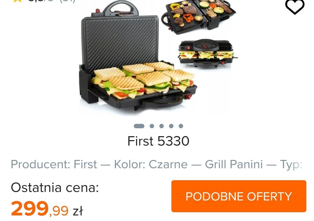 Toster grill opiekacz SANDWICH XXL FIRST AUSTRIA nieprzywierający duży
