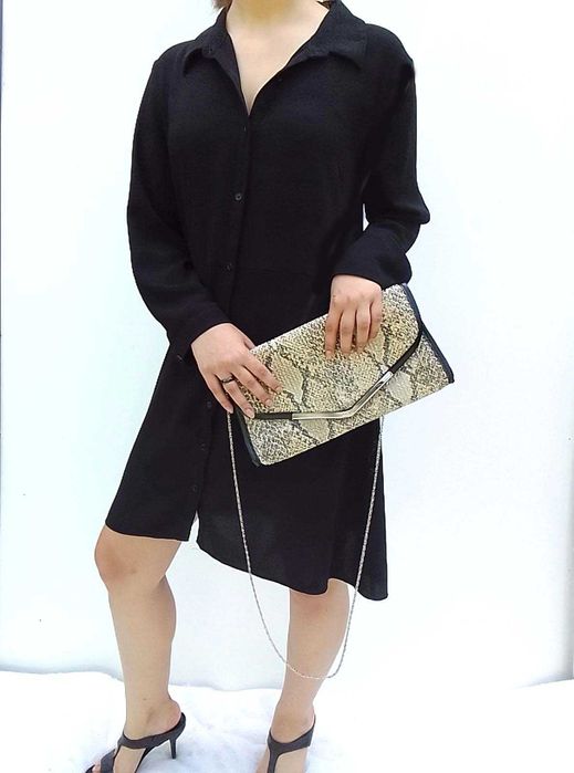 Zara jak NOWA czarna swobodna koszulowa sukienka L XL 40 42