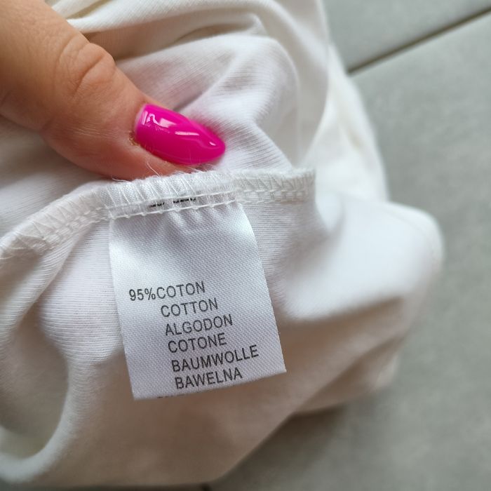 Biała bluzka damska prążek T-shirt S/M