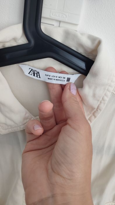 Jedwabno-bawełniana koszula damska ecru na lato Zara rozm S/M lato