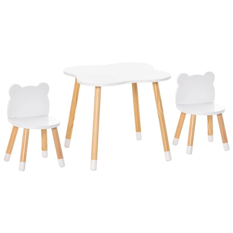 HOMCOM Conjunto Infantil de Mesa e 2 Cadeiras de Madeira Móveis Infant