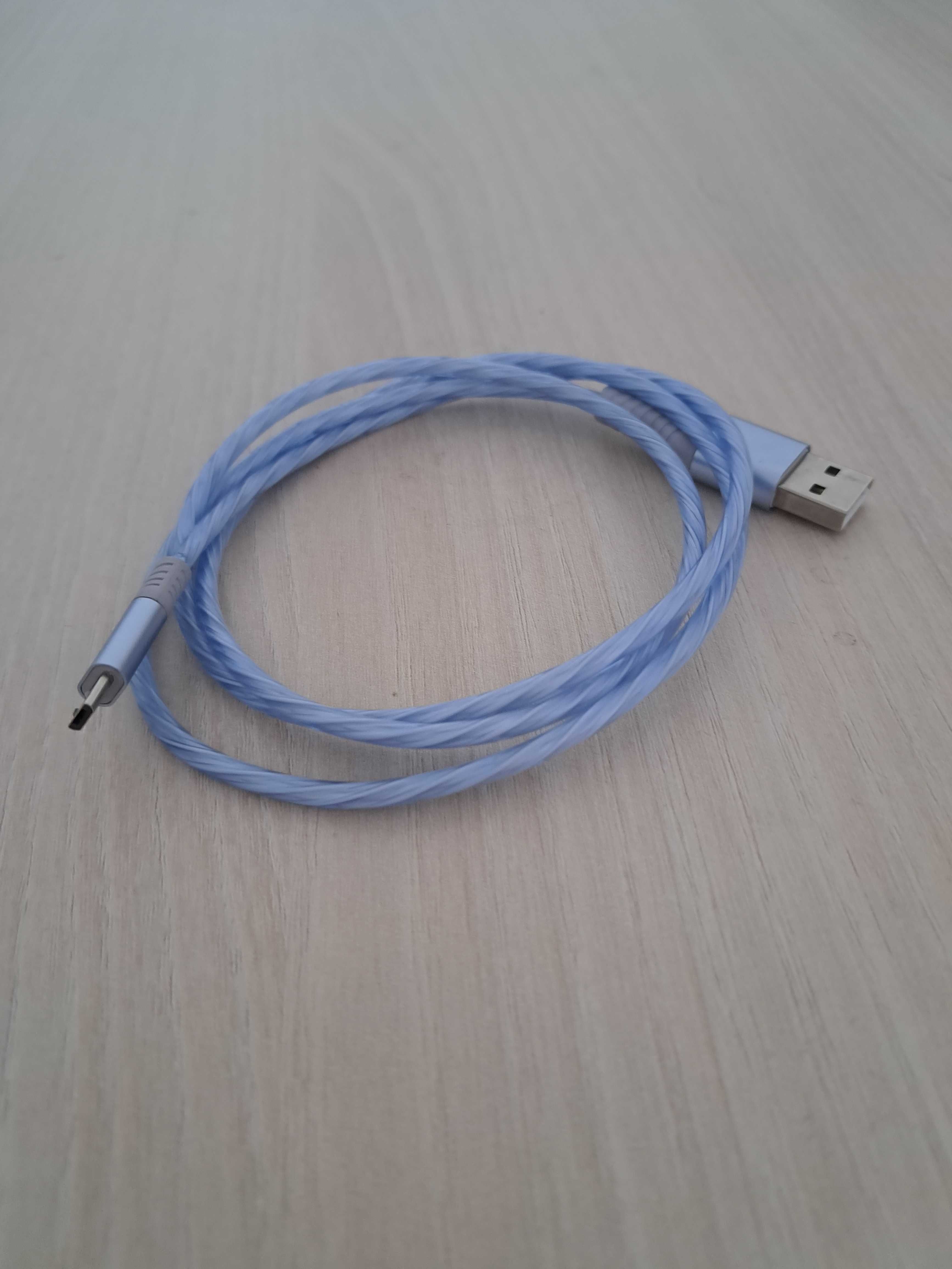 Kabel USB na micro usb - 1 metr Świecący