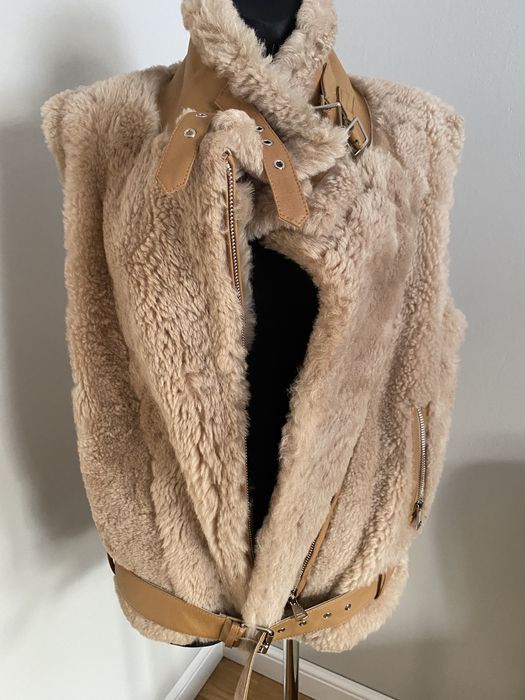 Piękna włoska naturalna kamizelka - kożuch