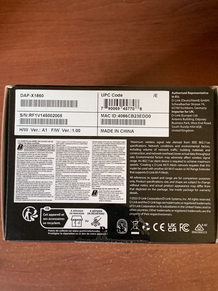 Range Extender D-LINK Wireless-AX 1800Mbit Gigabit Mesh Wi-Fi 6