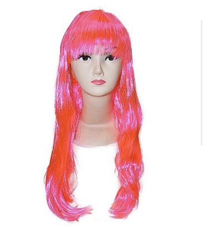 Длинный розовый парик
