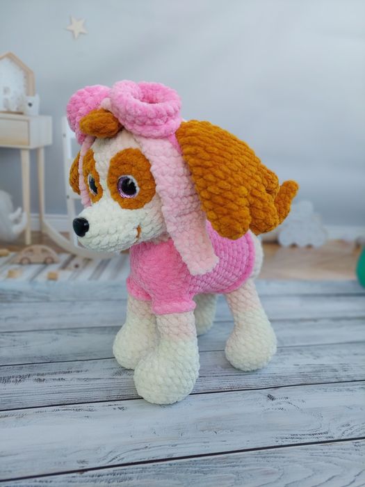Плюшевая вязаная игрушка собачка Скай Щенячий патруль Paw Patrol