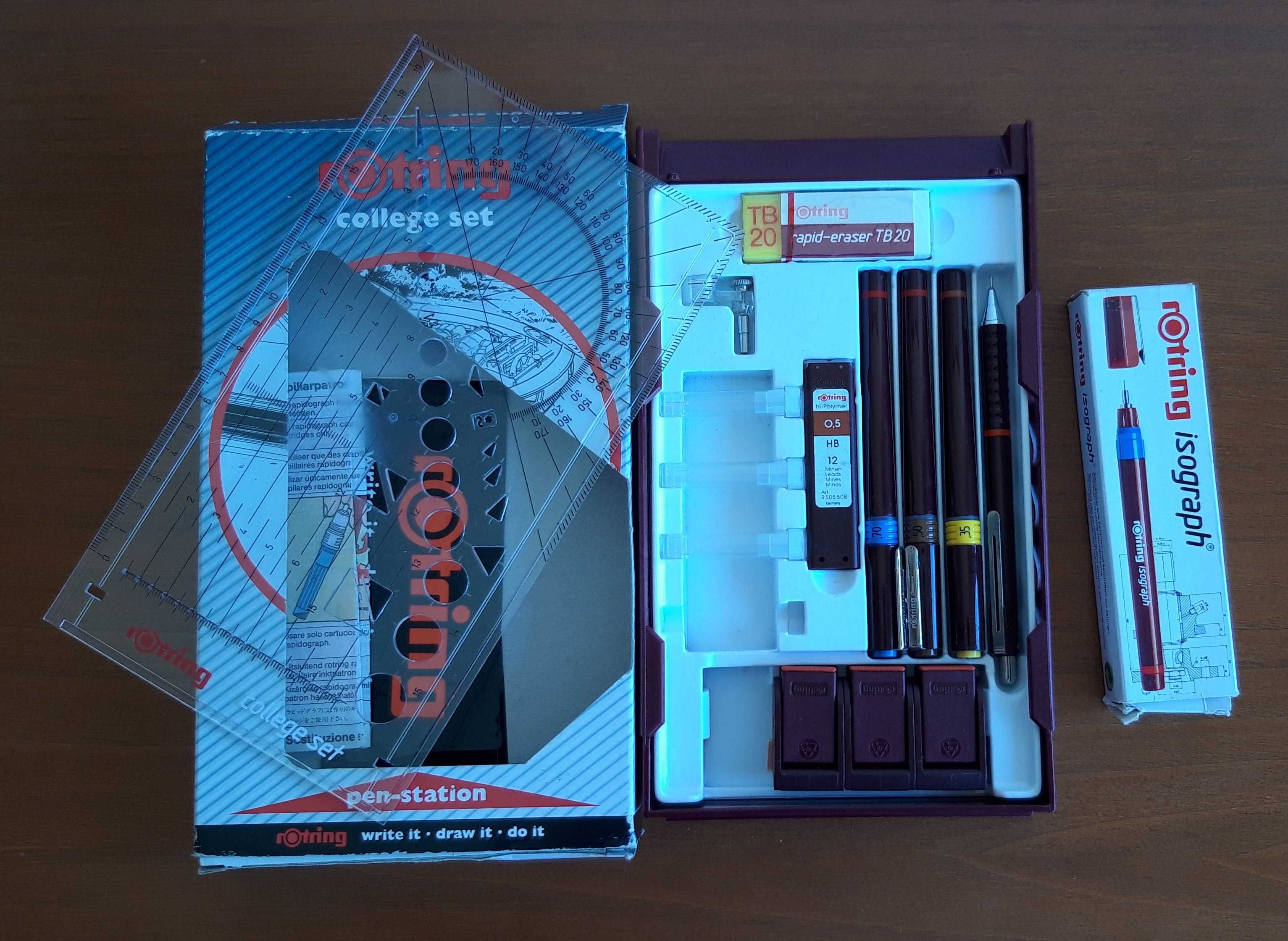 Caixa ROTRING College set com pen-station.