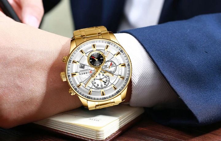 Curren Elegancki Zegarek Męski Datownik Chonograf