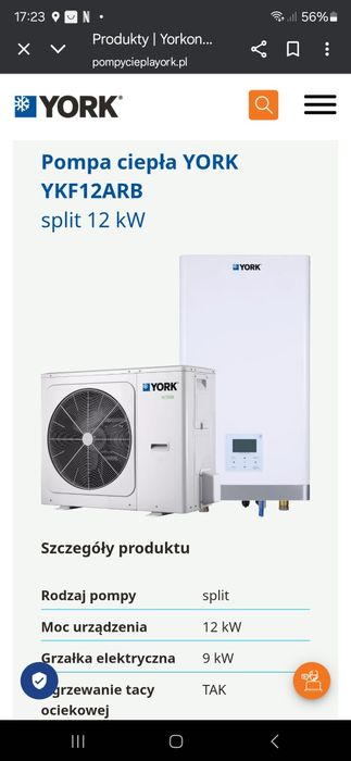 Pompa ciepła YORK 12 kW Split