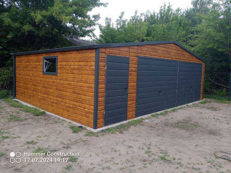 Garaż blaszany 8x6 WZMOCNIONY PROFILAMI W OCYNKU. Producent.