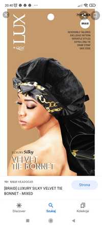 Czepek Velvet tie bonnet luxury silky