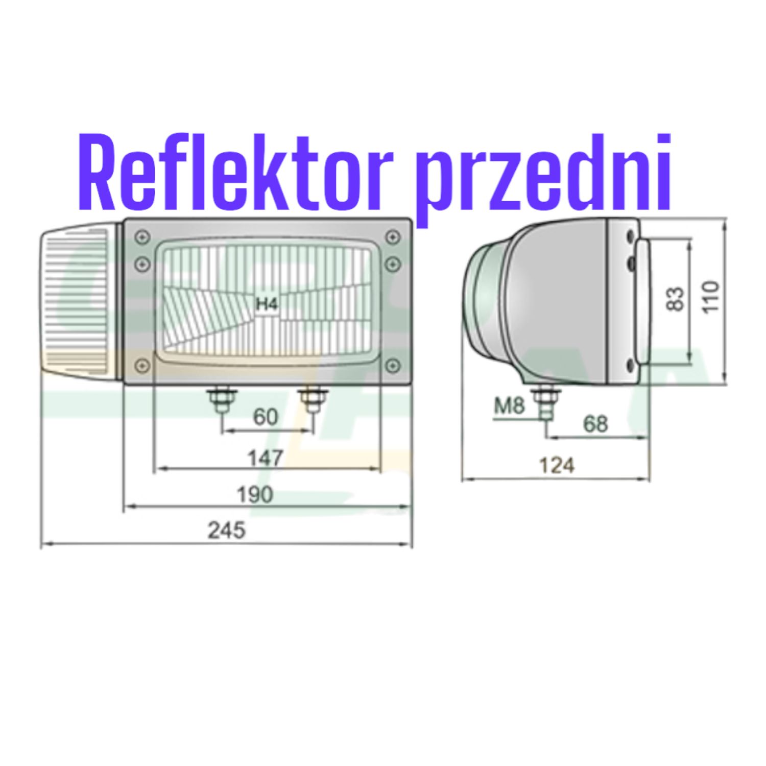 REFLEKTOR Przedni z kierunkowskazem do Ładowarek , koparek