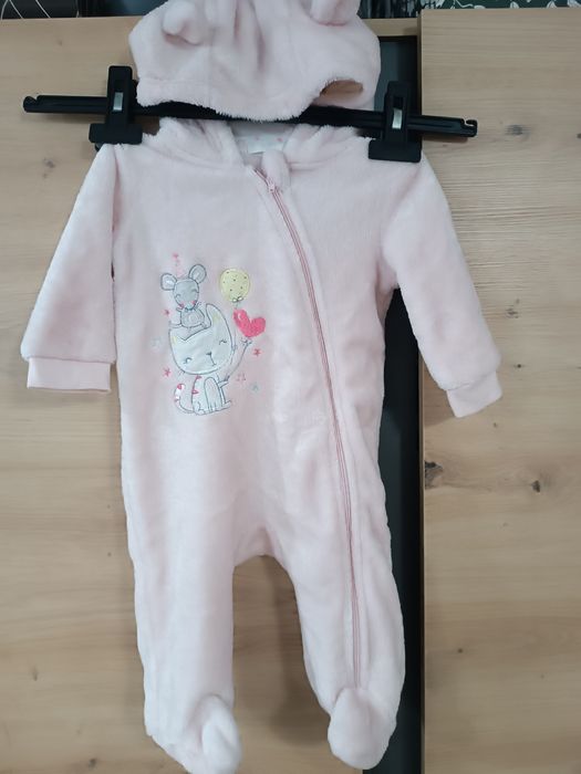 Kombinezon różowy dziewczynka 68cm pluszowy