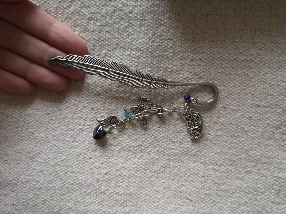 Wrzosowisko zakładka do książki metalowa srebrna motyle