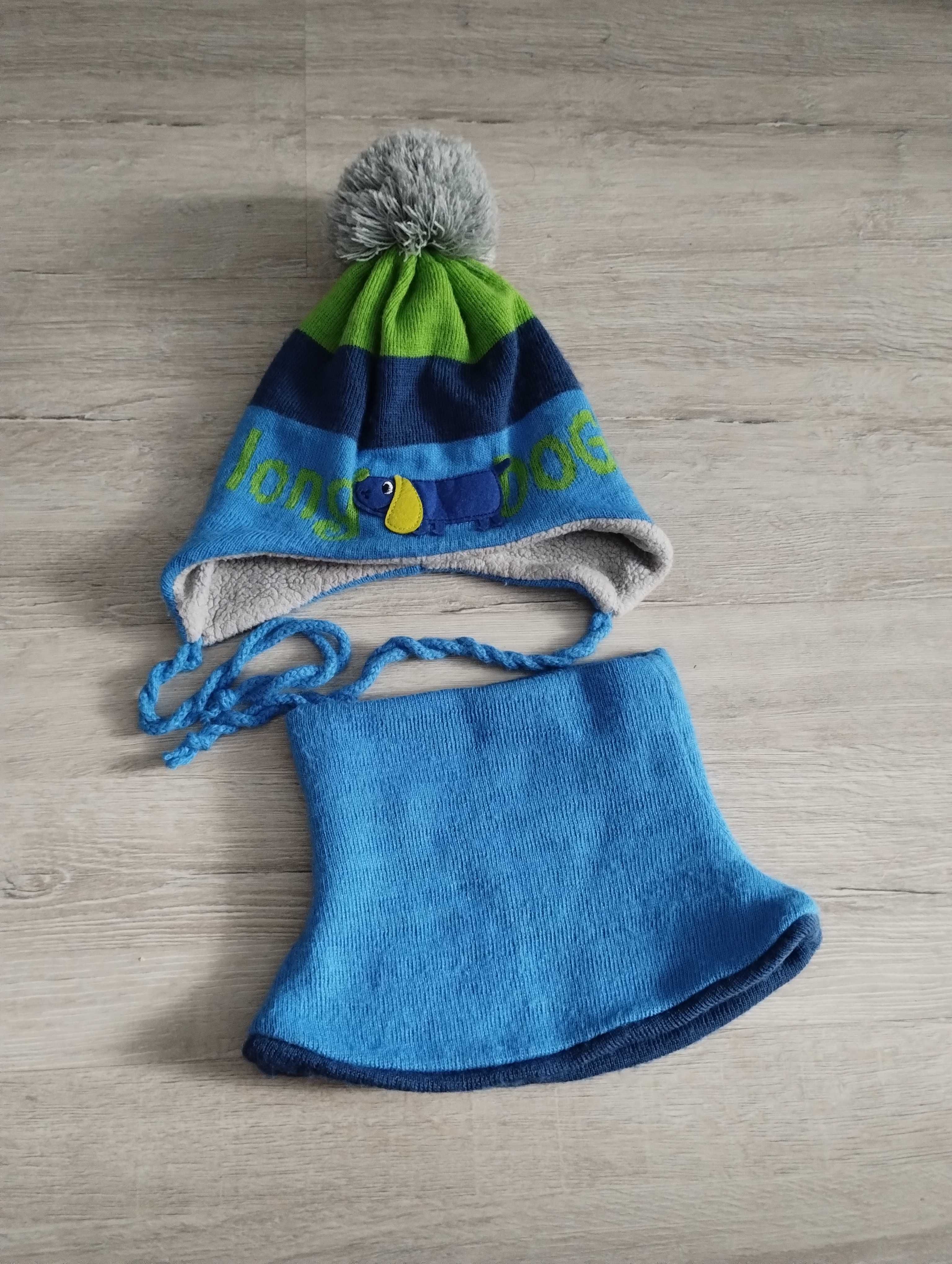 Komplet czapka i komin dwustronny