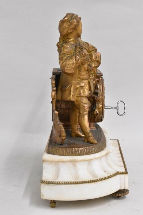 Zegar kominkowy oryginał francuski XIXw. złocony, marmur