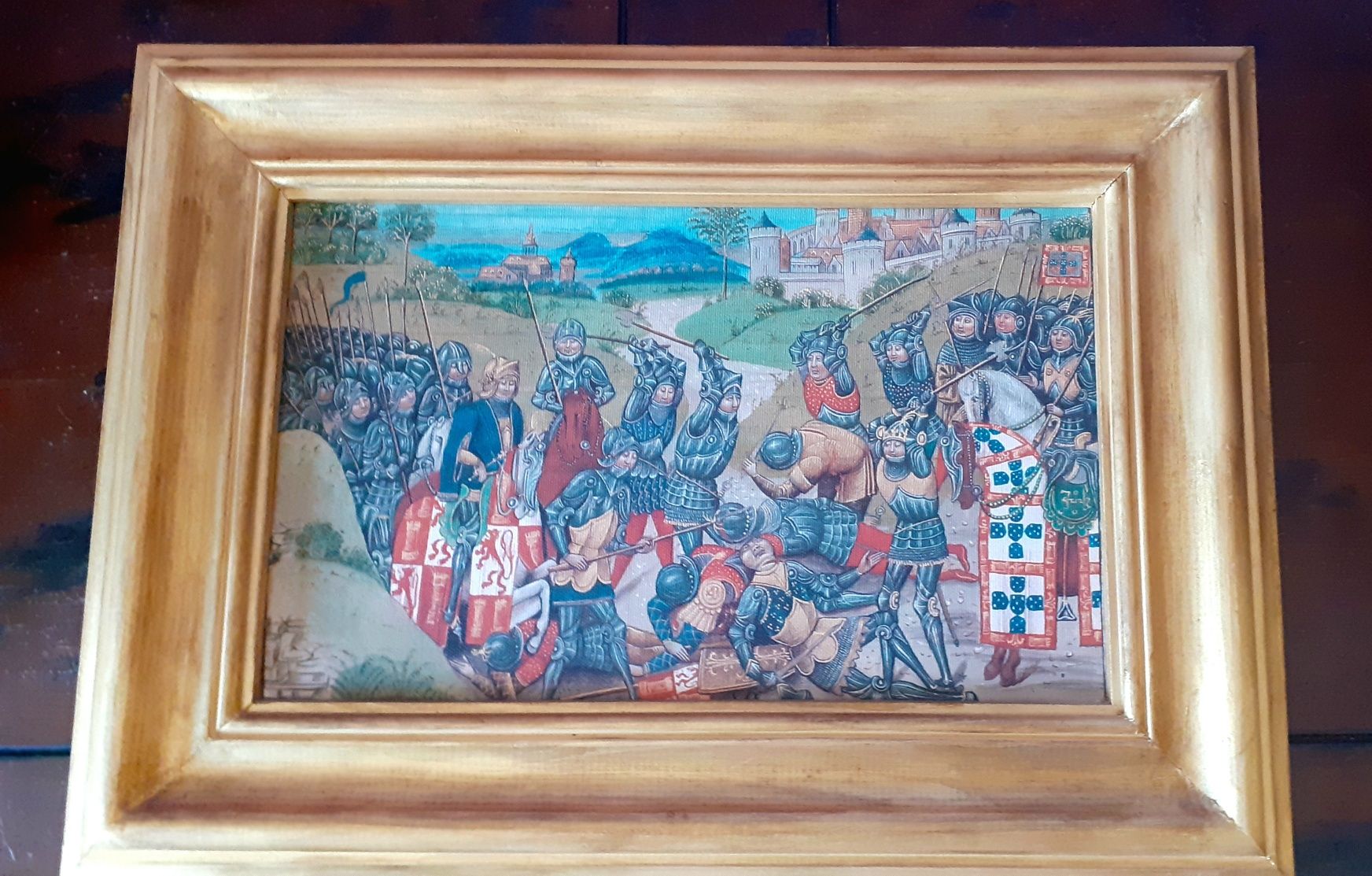 Quadro Monarquia Medieval Batalha de Aljubarrota 46 cm x 27 cm