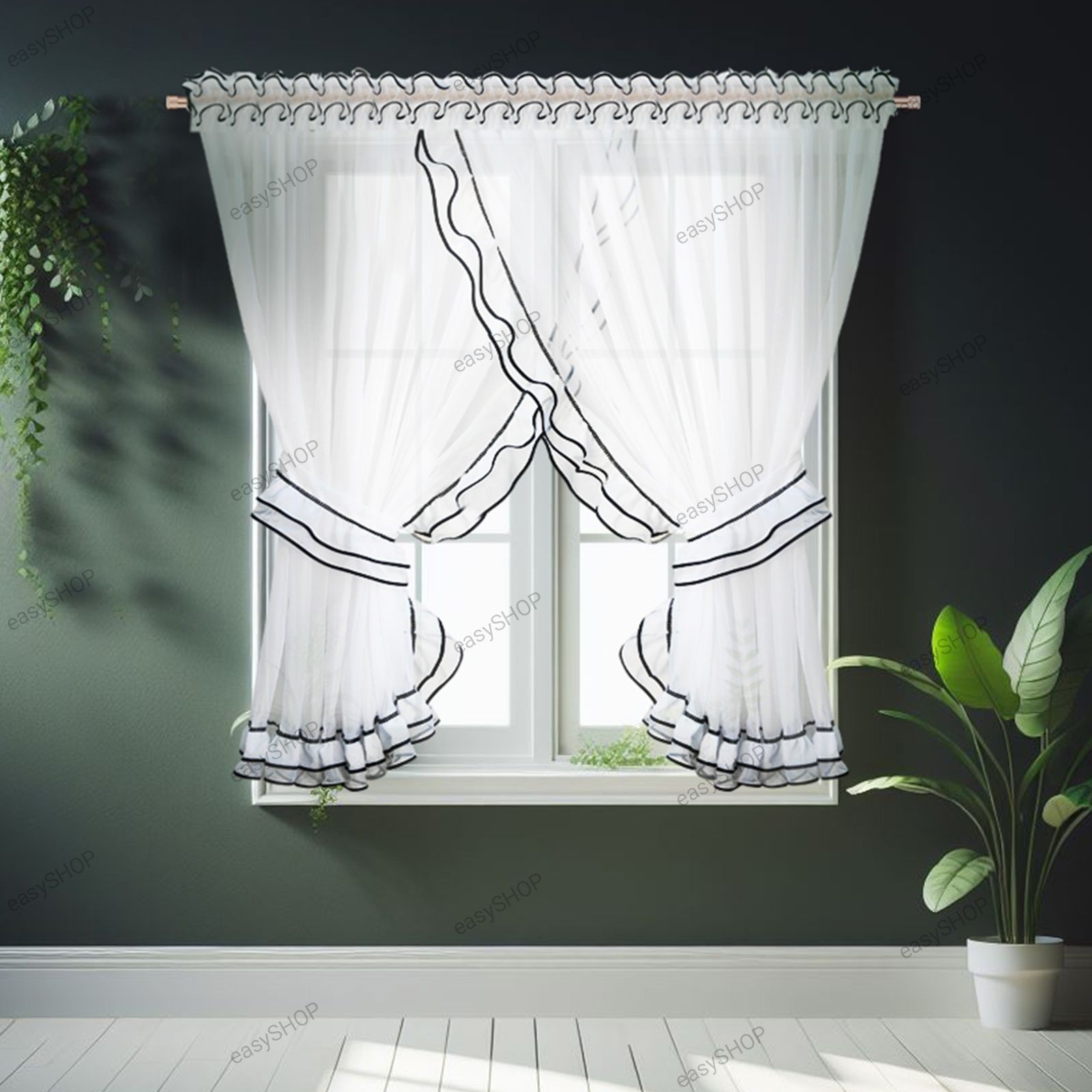 Cudna firana z falbanami 160x400