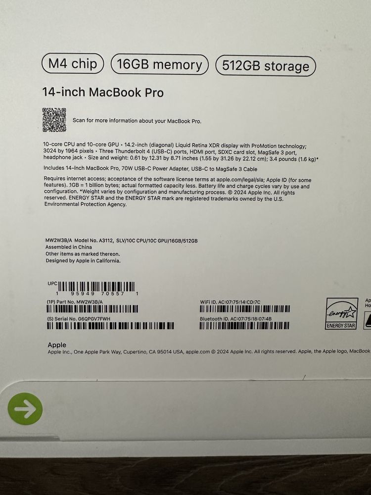 *ZAPLOMBOWANY* Macbook Pro M4 16gb ram 512gb ssd