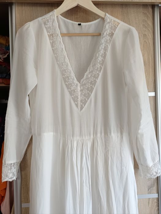 Biała sukienka boho United Colors of Benetton, M,j.nowa