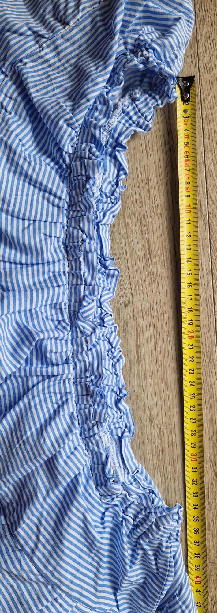 Sukenka hiszpanka falbanka Moodo r. L biało niebieska boho midi bawełn