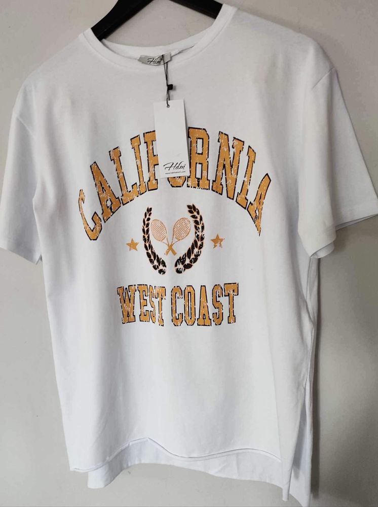 T-shirt damski biały z nadrukiem,, uniwersalny