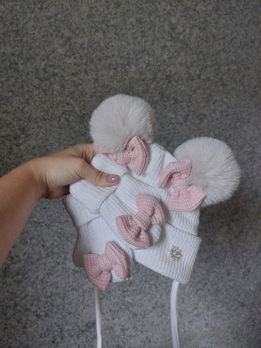 Зимова шапка, зимова шапка для дівчинки зимовий набір, комплект