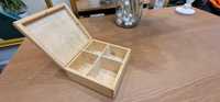 pudełko drewniane z przegródkami 16,5 x 16,5 x 8 cm