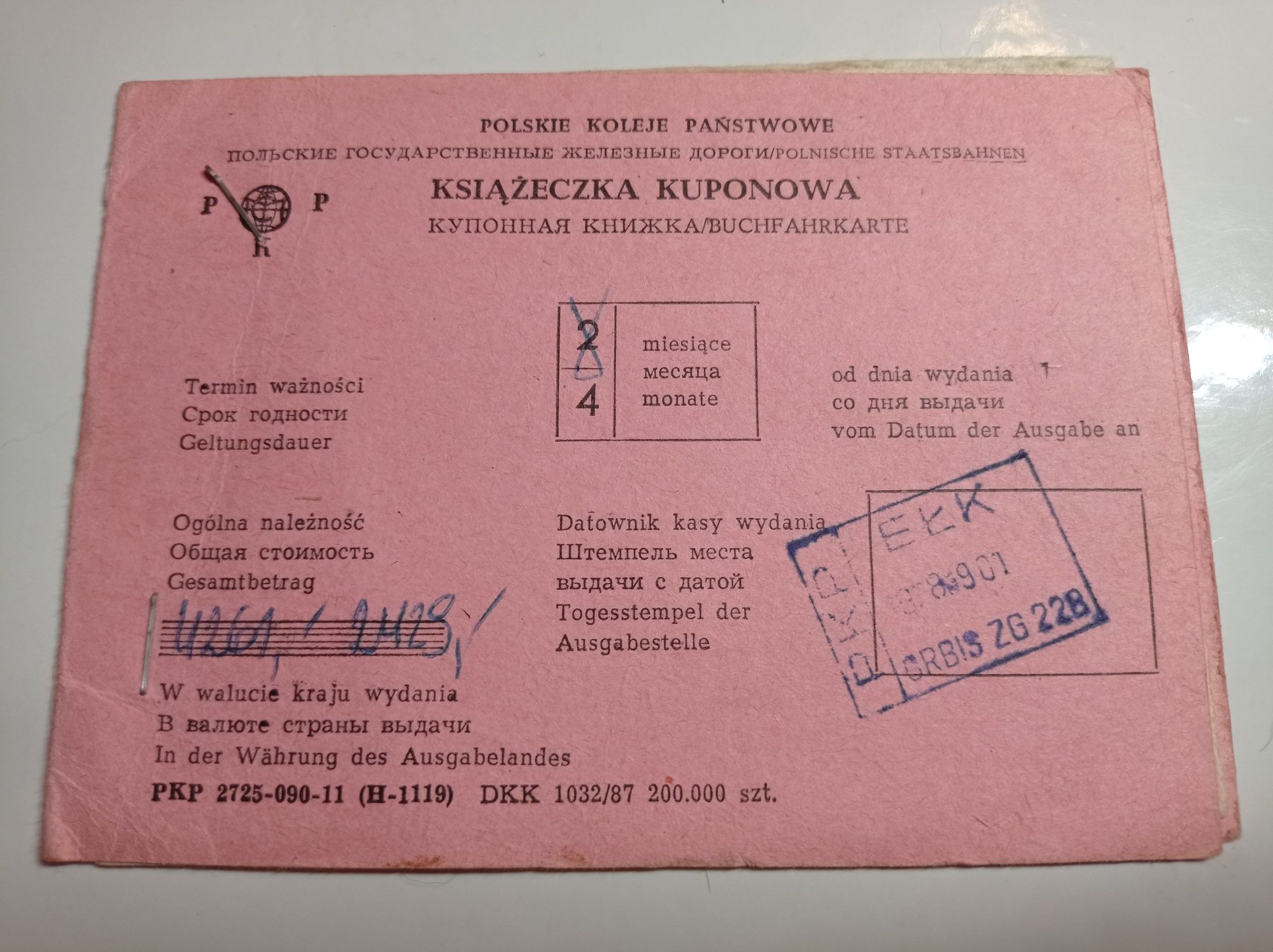 Książeczka kuponowe Polskie Koleje Państwowe bilet PKP PRL